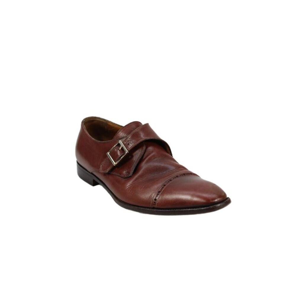 Santoni Mens Leather Buckle Closure Oxford Dress Shoes Brown Size 10.5 D